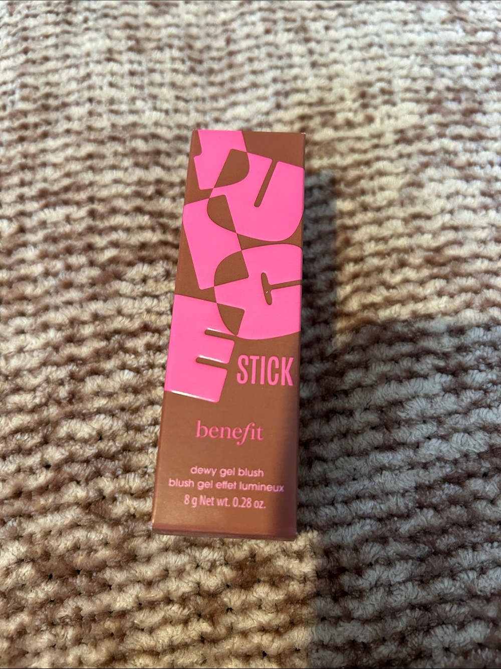 Benefit Dewy Gel Blush Stick in Bright Pink and Brown Packaging